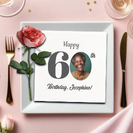 60歳の誕生日パーティーの大胆な写真 スタンダードカクテルナプキン