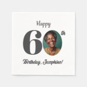 60歳の誕生日パーティーの大胆な写真 スタンダードカクテルナプキン (正面)