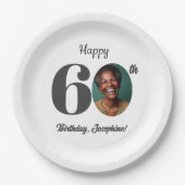 60歳の誕生日パーティーの大胆な写真 ペーパープレート (正面)