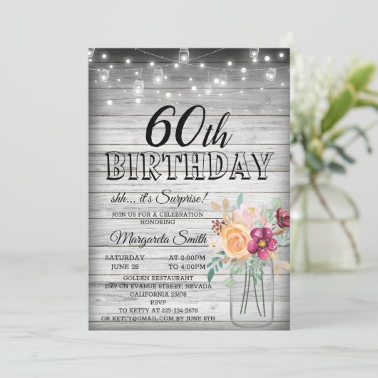 60歳の誕生日パーティーの招待を驚かせました 招待状 (スタンド正面)