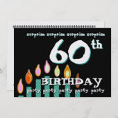 60歳の誕生日パーティーの招待テンプレート 招待状 (正面/裏面)