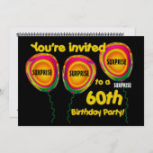 60歳の誕生日パーティーの招待テンプレート 招待状 (正面/裏面)