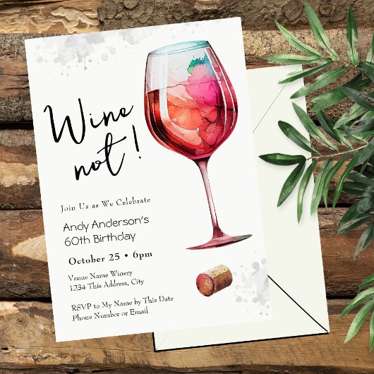 60歳の誕生日パーティーの招待状 Wine Not 招待状