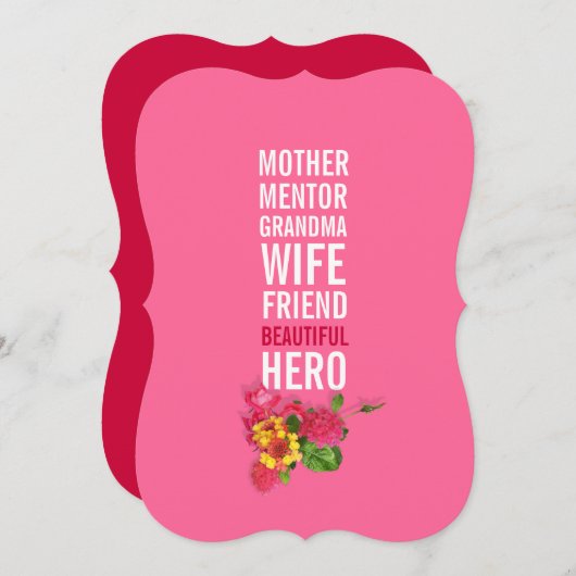 60歳の誕生日パーティーの招待-母さんは英雄 招待状 (正面/裏面)