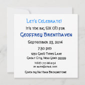 60歳の誕生日パーティーの青いキャンドストライプのル広場 招待状 (裏面)