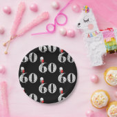 60歳の誕生日パーティーの風船を黒で飾る ペーパープレート (パーティー)