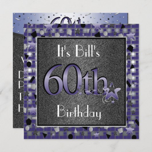60歳の誕生日パーティーへの招待パーソナライズされたおめでとう 招待状 (正面/裏面)