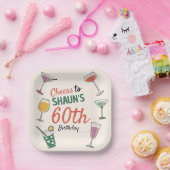 60歳の誕生日パーティーカクテルナイトペーパーナプキン ペーパープレート (パーティー)