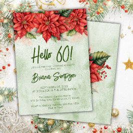 60歳の誕生日パーティークリスマスポインセチアの花 招待状