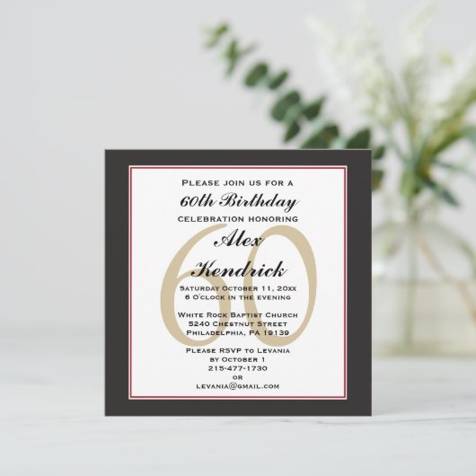 60歳の誕生日パーティースクエア招待状 招待状 (スタンド正面)