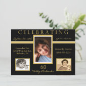 60歳の誕生日パーティートライフォト招待状 招待状 (スタンド正面)