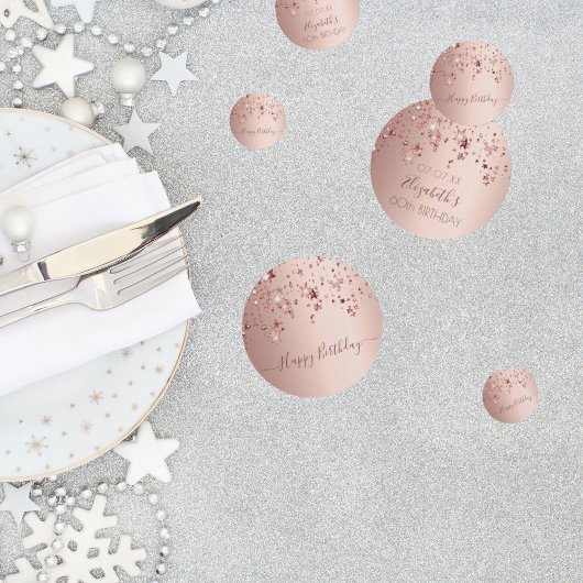 60歳の誕生日パーティーバラ金ゴールドピンクの星のガラス コンフェッティ