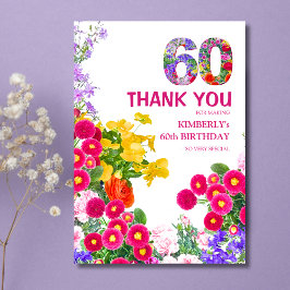60歳の誕生日パーティーフローラブーケサンキューカード サンキューカード