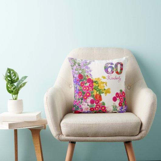 60歳の誕生日パーティーフローラブーケ枕 クッション (椅子)