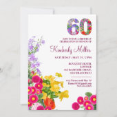 60歳の誕生日パーティーフローラモダン60歳のパーティー 招待状 (正面)