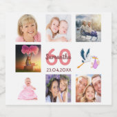 60歳の誕生日パーティー写真コラージュのモノグラム スパークリングワインラベル (シングルラベル)