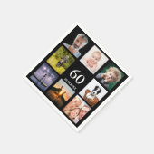 60歳の誕生日パーティー写真コラージュの男の子ブラック スタンダードカクテルナプキン (角)