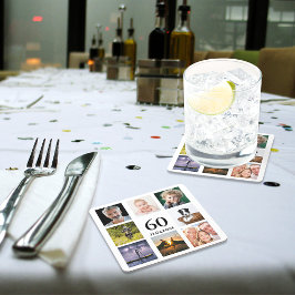 60歳の誕生日パーティー写真コラージュ男の男性 スクエアペーパーコースター