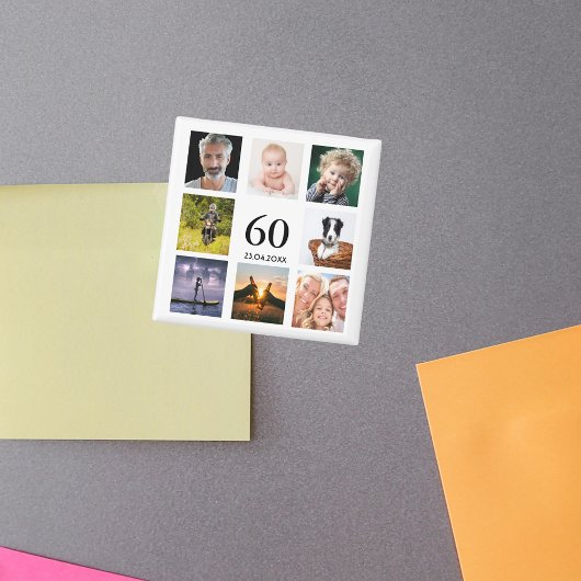 60歳の誕生日パーティー写真コラージュ男 マグネット