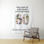 60歳の誕生日パーティー写真コラージュ背景 タペストリー (インサイチュ)