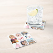 60歳の誕生日パーティー写真コラージュ スクエアペーパーコースター (インサイチュ)