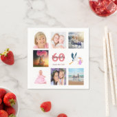 60歳の誕生日パーティー写真コラージュ スタンダードカクテルナプキン (インサイチュ)