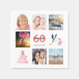 60歳の誕生日パーティー写真コラージュ スタンダードカクテルナプキン