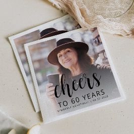 60歳の誕生日パーティー写真ブラックスクリプト乾杯 スタンダードカクテルナプキン