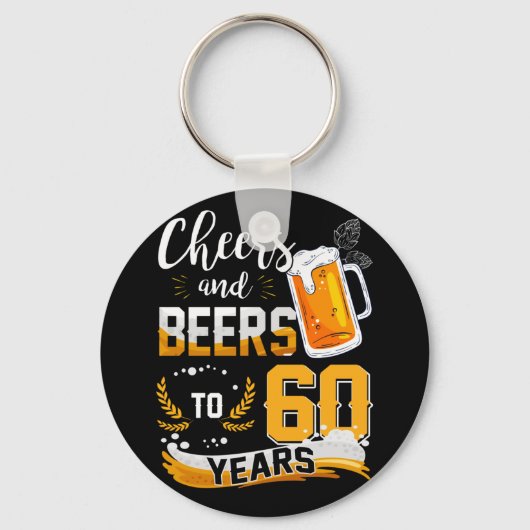60歳の誕生日パーティー応援とビール60年 キーホルダー (正面)