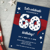 60歳の誕生日パーティー愛国的な赤白青スター 招待状