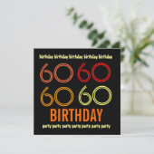 60歳の誕生日パーティー招待状 イエロー オレンジ ブラック 招待状 (スタンド正面)