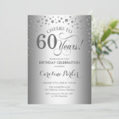 60歳の誕生日パーティー招待状 - シルバー 招待状 (スタンド正面)