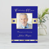 60歳の誕生日パーティー招待状 ネイビー 60 招待状 (スタンド正面)