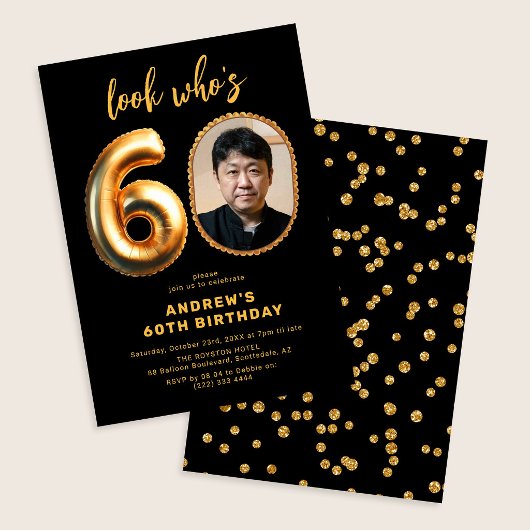 60歳の誕生日パーティー招待状 写真入り 招待状