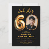 60歳の誕生日パーティー招待状 写真入り 招待状 (正面)