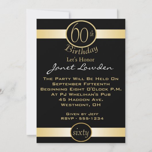60歳の誕生日パーティー招待状 招待状 (正面)