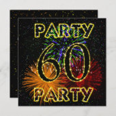 60歳の誕生日パーティー招待状 花火付き 招待状 (正面/裏面)