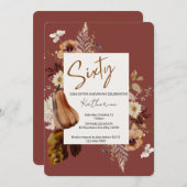 60歳の誕生日パーティー招待状　黄金の収穫 招待状 (正面/裏面)