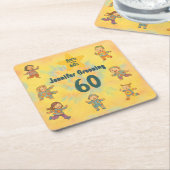 60歳の誕生日パーティー生まれレトロin the 60's Hippy スクエアペーパーコースター (アングル)