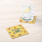 60歳の誕生日パーティー生まれレトロin the 60's Hippy スクエアペーパーコースター (インサイチュ)