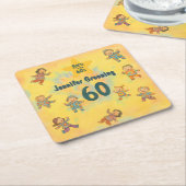 60歳の誕生日パーティー生まれレトロin the 60's Hippy スクエアペーパーコースター (アングル)