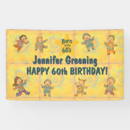 60歳の誕生日パーティー生まれレトロin the 60's Hippy 横断幕