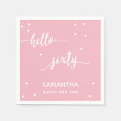 60歳の誕生日パーティー赤面ピンクハロー60歳 スタンダードカクテルナプキン (正面)