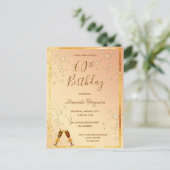 60歳の誕生日パーティー金ゴールドの招待 ポストカード (スタンド正面)
