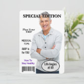 60歳の誕生日パーティー雑誌表紙招待状 招待状 (スタンド正面)