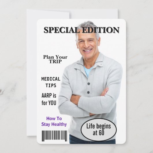 60歳の誕生日パーティー雑誌表紙招待状 招待状 (正面)