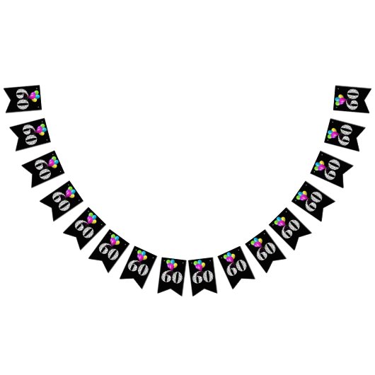 60歳の誕生日パーティー風船 バンティングフラッグ (全)