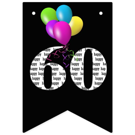 60歳の誕生日パーティー風船 バンティングフラッグ (第1の旗)