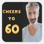 60歳の誕生日パーティー黒い金ゴールド応援60人に スクエアシール (正面)