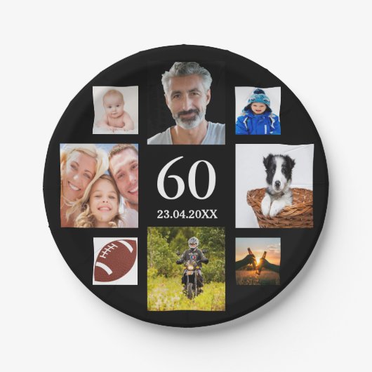 60歳の誕生日パーティー黒人写真集の男男 ペーパープレート (正面)